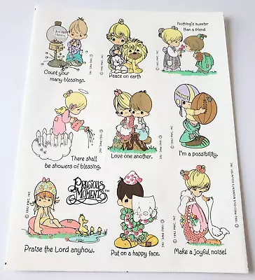 Vintage Sticker Sheet 1992 Precious Moments Hallmark Love One Another • $2.75