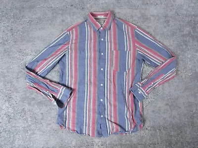 J.Crew Shirt Mens M Dress Slim Pink Striped Indian Madras Button Up Top Work • $39.99