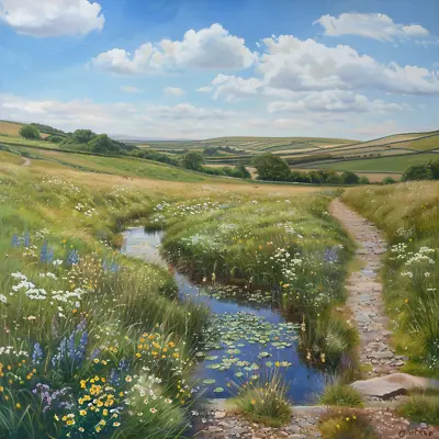 Yorkshire Moors Oil Painting Countryside Art Canvas Wall Picture Print Colourful • £89.99