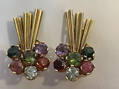 Possibly H. Stern Gemstone 18k Yellow Gold Multi- Gemstone Clip Earrings • £1205.25
