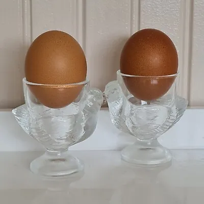Pair Of French Glass Chicken Egg Cups Easter Gift/Photo Prop - Free P&P Included • £10.95