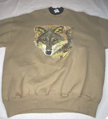 Vintage Rare Jerzees Super Sweats Wolf Crewneck Sweatshirt XL Double Collar • $45