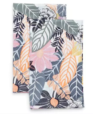 Vera Bradley PALM FLORAL SET OF 2 COTTON DISH TOWELS NWT • $18.04