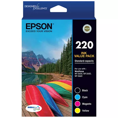 Genuine Epson 220 / 220 Value Pack Ink Cartridges For WF2630/WF2650/XP220/XP320 • $52
