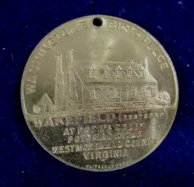 $19 • Buy 1732-1932 Washington Birthplace Gilt Medal, Wakefield, Potomac River VA, UNC.