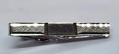 VINTAGE Swank TIE BAR CLIP CLASP Silver Tone Elegant Textured Hatch Marks • $10.99