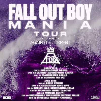 FALL OUT BOY/AGAINST THE CURRENT  MANIA TOUR  2018 EUROPE CONCERT POSTER-Emo Pop • $31.14