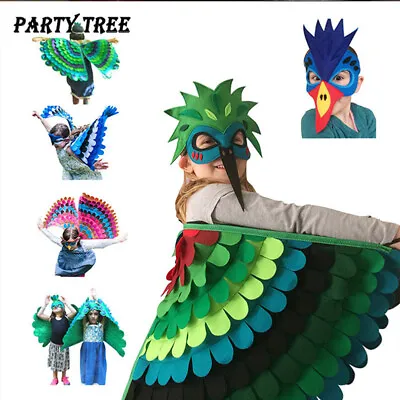 £6.50 • Buy Kids Bird Animal Wings Cosplay Costume Girls Boys Cape And Mask Elastic Dress UK