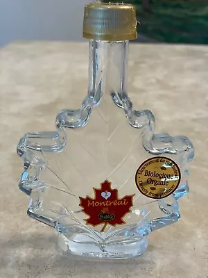 Maple Leaf Shape Clear Glass Syrup Bottle W/Top Cap Lid Front Embossed Jar Empty • $5.99