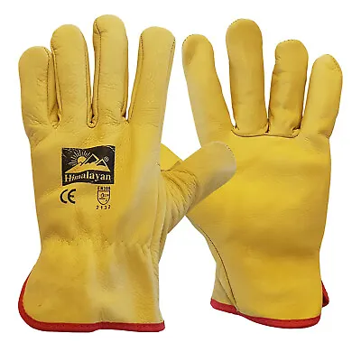£5.49 • Buy Yellow Leather Gardening Gloves Thorn Proof Garden Work Driver Safety Glove