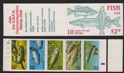 1986 BK154 FISH BOOKLET 5 Different Plate Number 11111 Sc 2209a • $6.69