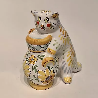 Hand Painted Yaroslavl Majolica Pottery Cat Figurine Signed Made In Russia 5” • $42