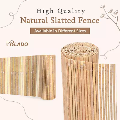 Bamboo Garden Screening Natural Fence Panels Slat Fencing Privacy Screen Roll 4M • £34.65