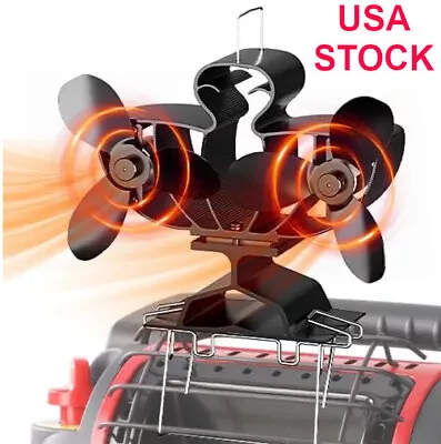 HEAT-POWERED Metal Stove Fan For Heater Buddy Or Wood Stove Dual Motor 6 Blades • $29