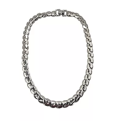 $19.99 • Buy Vtg Coro Pegasus Necklace Silver Tone Chunky Curb Choker Collar Jewelry Signed