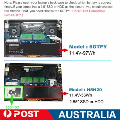 6GTPY丨H5H20 Battery For Dell XPS 15 9550 9560 9570 Precision 5520 5530 M5520 • $55.99