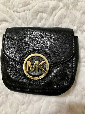 MICHAEL KORS Fulton MK Flap Shoulder Bag SM Crossbody Black Leather • $45