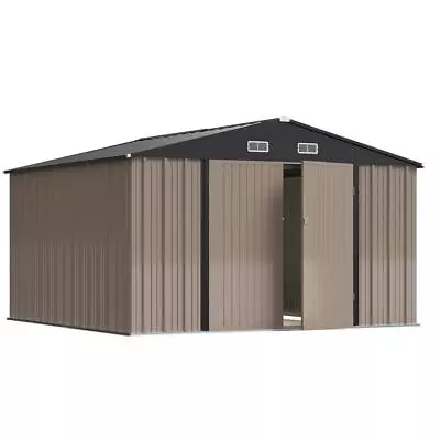 Tozey Storage Shed 10 Ft. W X 10 Ft. D Galvanized With Lockable Doors In Brown • $608.94