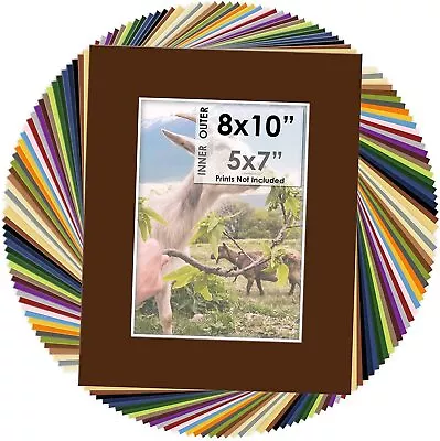 8x10 Mixed Colors White Core Picture Mat Mattes Matting For 5x7 Photo • $17.98