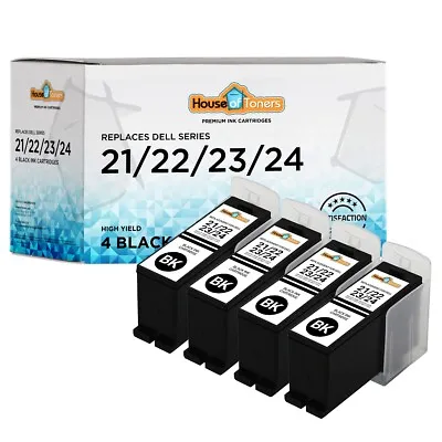 $13.50 • Buy 4-pk Series 21 22 23 24 Black Ink Cartridges For Dell V313 V515w Printer