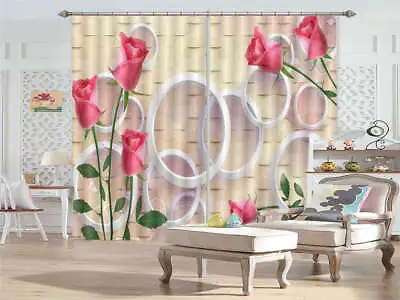 Miniature Red Flowers 3D Curtains Blockout Photo Printing Curtains Drape Fabric • $204.83