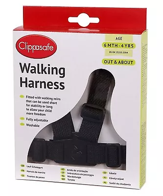 Clippasafe Walking Harness Reins Black Toddler Child Travel Safety 6m-4y New • £10.99