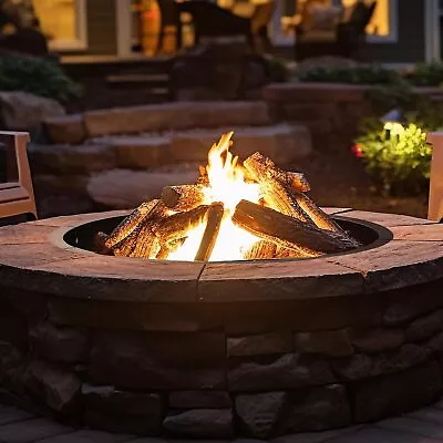 36  Round Fire Pit Ring Solid Steel Firepit Liner For Outside Patio Wood Burning • $55.99