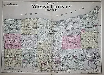 Old Vintage 1904 Plat Atlas Map ~ WAYNE COUNTY NEW YORK STATE ~ Free S&H • $45.95