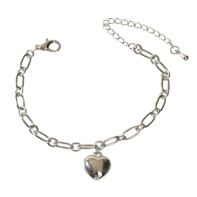 $1.99 • Buy Female Jewellery Fashion Accessories Silver Chain Heart Charm Bracelet For Women