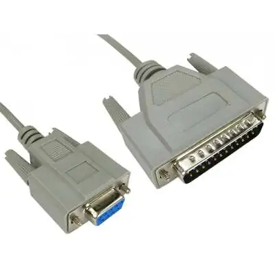 2m Serial Cable 9 Pin Female To 25 Pin Male RS232 Lead D9 To D25 2 Metre • £4.49