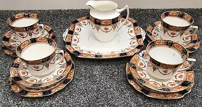 (10a) Vintage Edwardian Tea Set. 4 Trios Jug And Cake Plate SANDON ENGLAND • £15