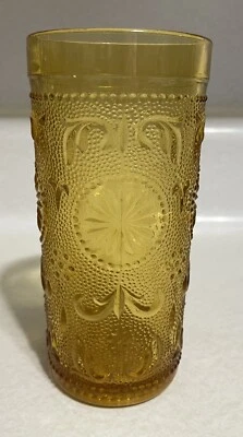 $10 • Buy Vintage Brockway Glass Company American Concord Amber Tumbler Glass
