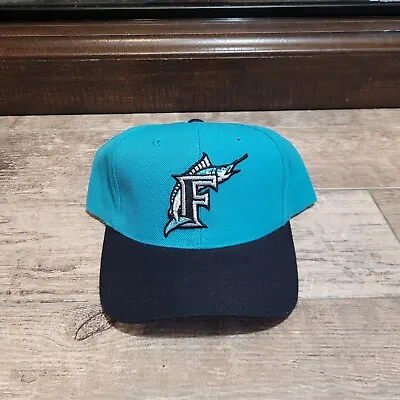 Vintage Florida Marlins Sports Specialties Plain Logo Teal SnapBack MLB Hat • $49.95