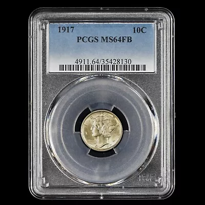 1917-p Mercury Dime ✪ Pcgs Ms-64-fb ✪ 10c Silver Coin Full Bands 130 ◢trusted◣ • $194.95