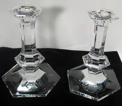 VAL ST LAMBERT_ELYSEE_ Pair Of Crystal Candlestickls_6 3/4 Inch Tall • $45