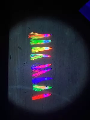 $9 • Buy 25/50/75/100 5cm UV Squid Skirt Lures Saltwater Soft Fishing Lures Assist Hook