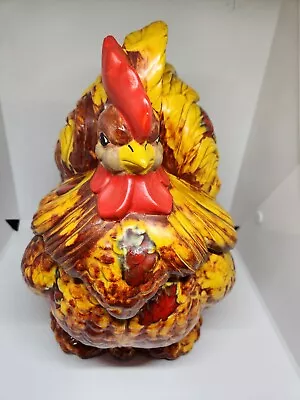 Vintage Atlantic Mold Rooster Chicken Hand Painted Cookie Jar 10.5 Inches • $42