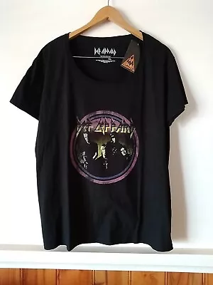 BNWT Def Leppard 2017 Vintage Circle Ladies Black T-Shirt - Size 2XL • $22