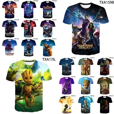 Unisex 3D Guardians Of The Galaxy I Am Groot Casual Short Sleeve T-Shirt Tee Top • £10.78