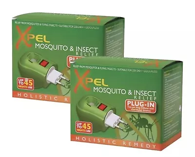 Xpel Mosquito & Insect Repellent 2pin Plug-In Diffuser Relief Solution 35ml X 2 • £10.36