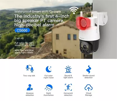 3MP Outdoor HD Waterproof WiFi Camera Red & Blue Light Alarm Security Vstarcam • $68.99