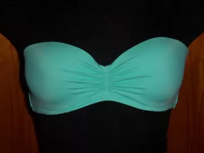 Victoria's Secret Beach Aqua Push-Up Ruched Strapless Bandeau Bikini Top 34D New • $14.99