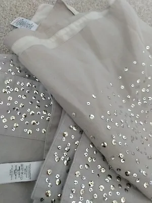 £3.25 • Buy Next Tablecloth And Runner Grey Silver Gold Taupe Sequins Co Ordinating