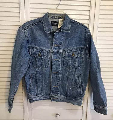 Wrangler Sport Denim Trucker Jean Jacket Men’s Size Large Vintage Distress • $22.99