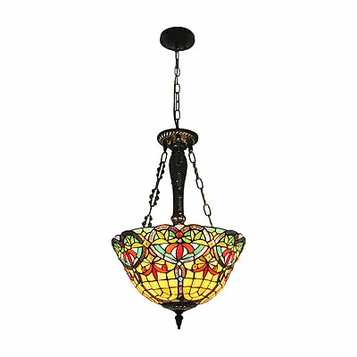 Ceiling Light Stained Glass Pendant Lamp Tiffany Chandelier Flush Mount Fixture  • $95.08