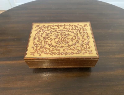 £15 • Buy Vintage Italian Inlaid Wooden Musical Trinket Jewellery Box With Floral Design