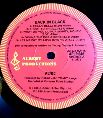 Ac/dc ⚡️back In Black Vinyl Lp 1980 Original Alberts Oz Press Aplp 046 • $80