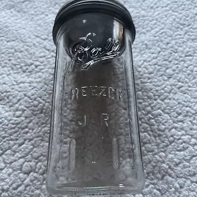 Vintage Ball Freezer Jar  Ribbed Clear W/ Zinc Lid • $16