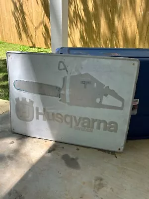 ORIGINAL Vintage EMBOSSED Husqvarna Chainsaws Tin Tacker Sign Advertising WORN • $169.99