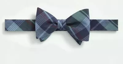 Brooks Brothers Mens Blue Green Madras Cotton Bow Tie (untied) • $13.60